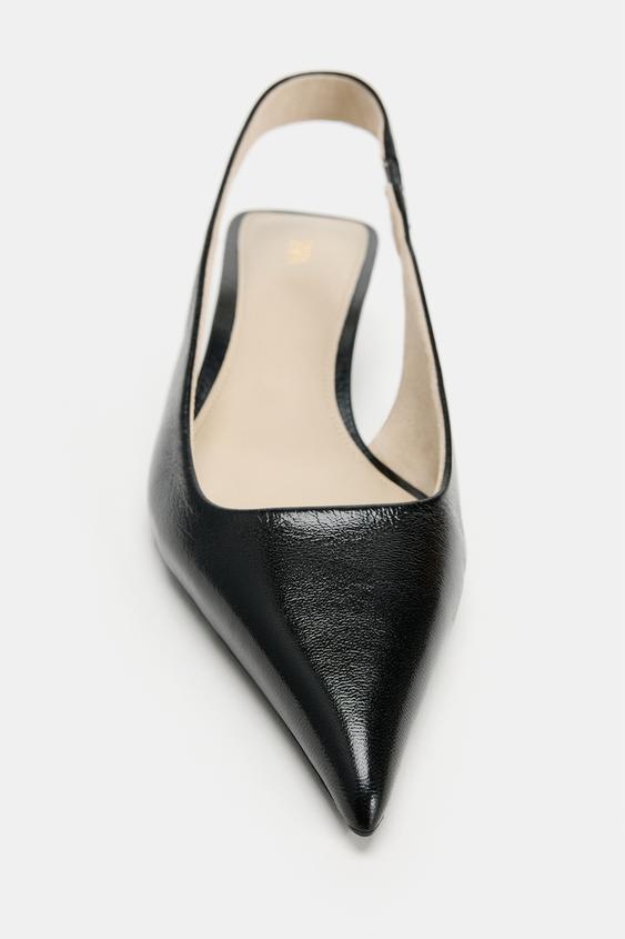 TALONS COMPENSÉS MINI OUVERTS À L'ARRIÈRE EN CUIR - Noir de Zara - Image 3