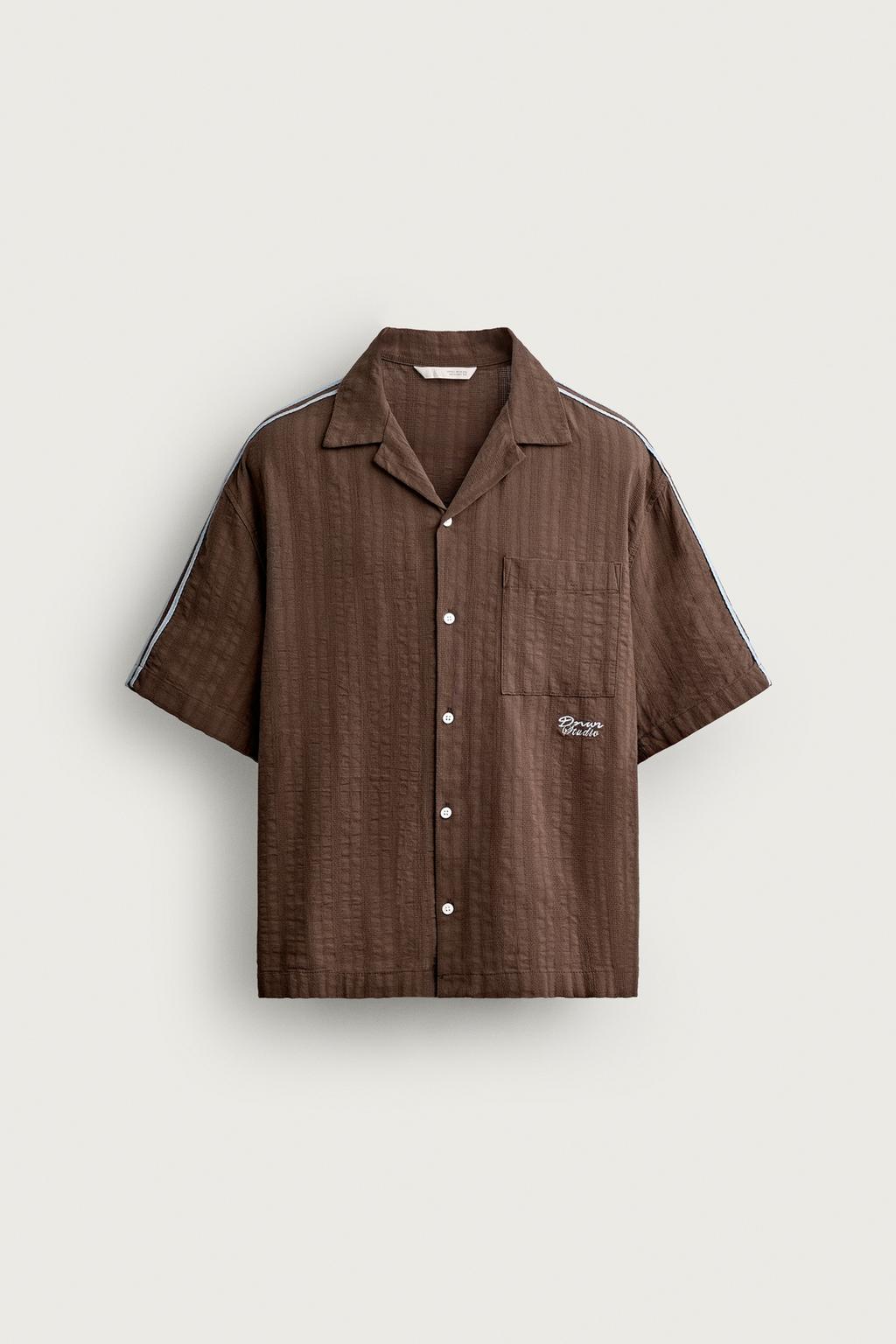 CONTRAST EMBROIDERED STRIPED SHIRT