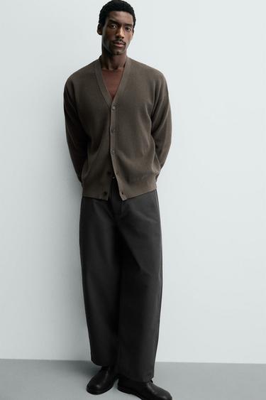STRUCTURED COTTON CARDIGAN - Brown by Zara - Image 6