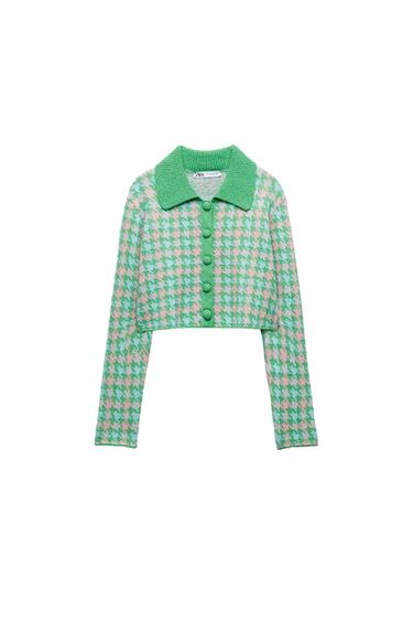 HOUNDSTOOTH KNIT CARDIGAN