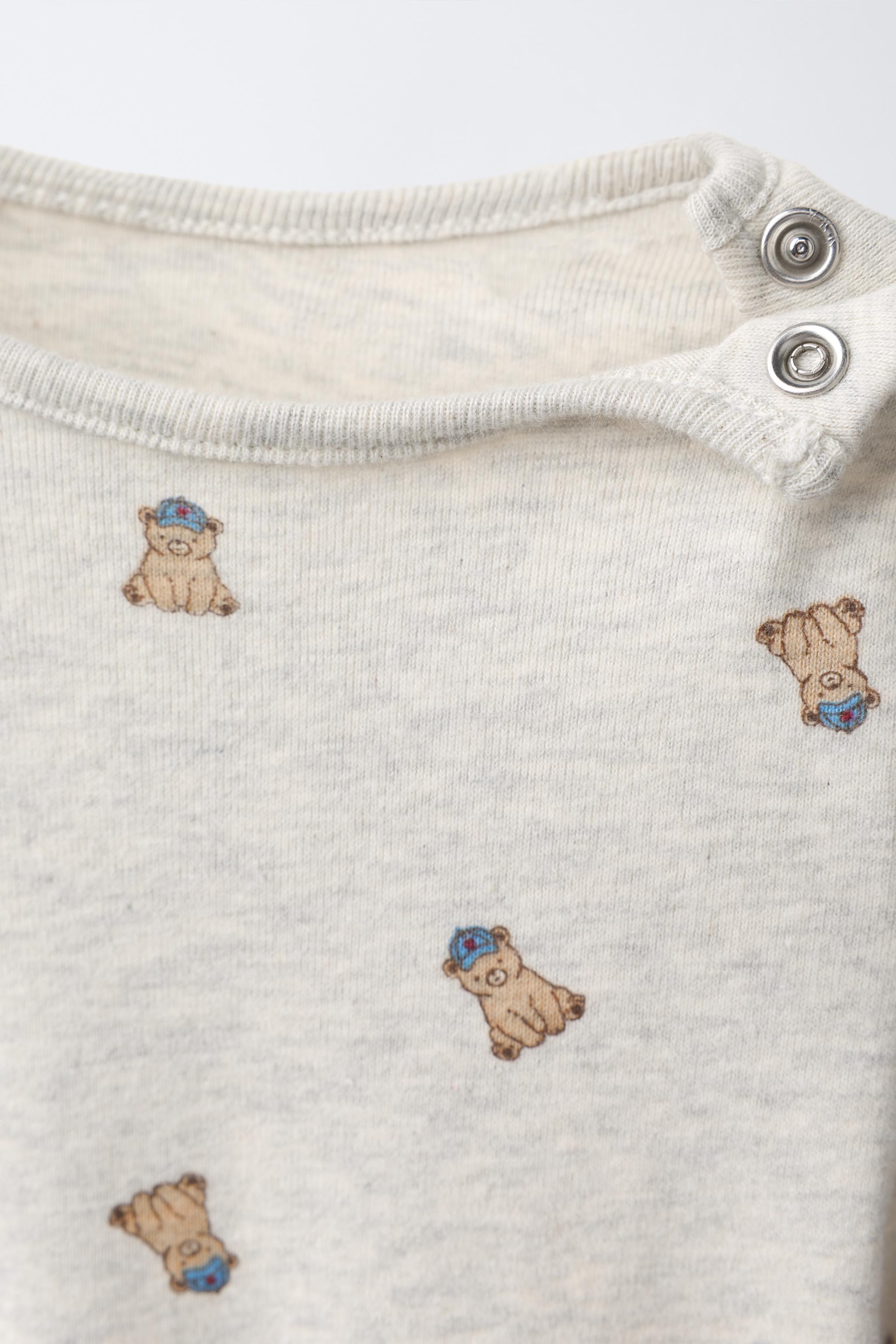 Детские брюки Zara BEAR PRINT BODYSUIT AND LEGGINGS SET — фото 3
