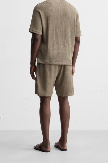 IRREGULAR TEXTURED BERMUDA SHORTS - Brown / Taupe by Zara - Image 2