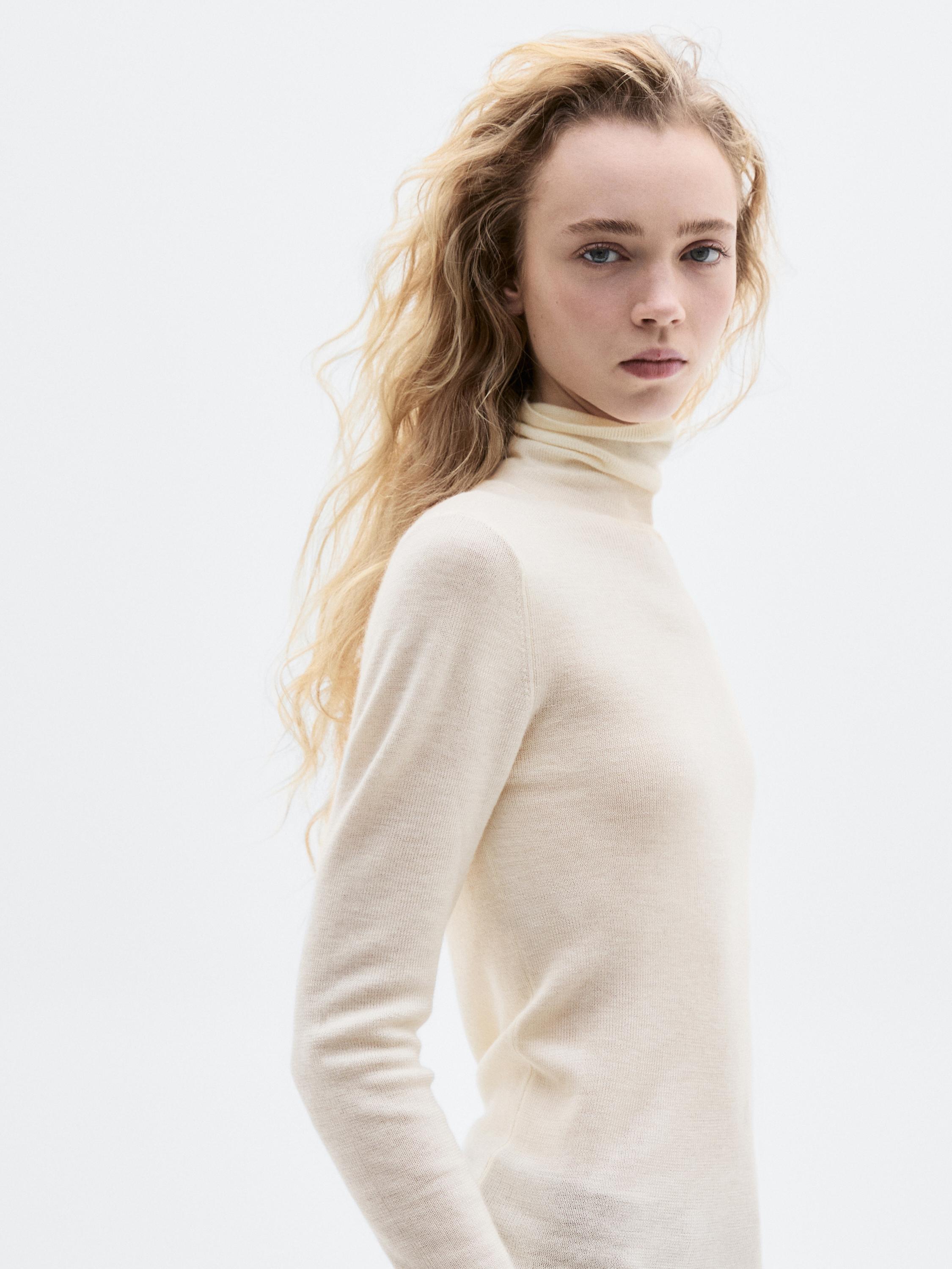 Knit 100% cashmere high neck sweater - LIMITED