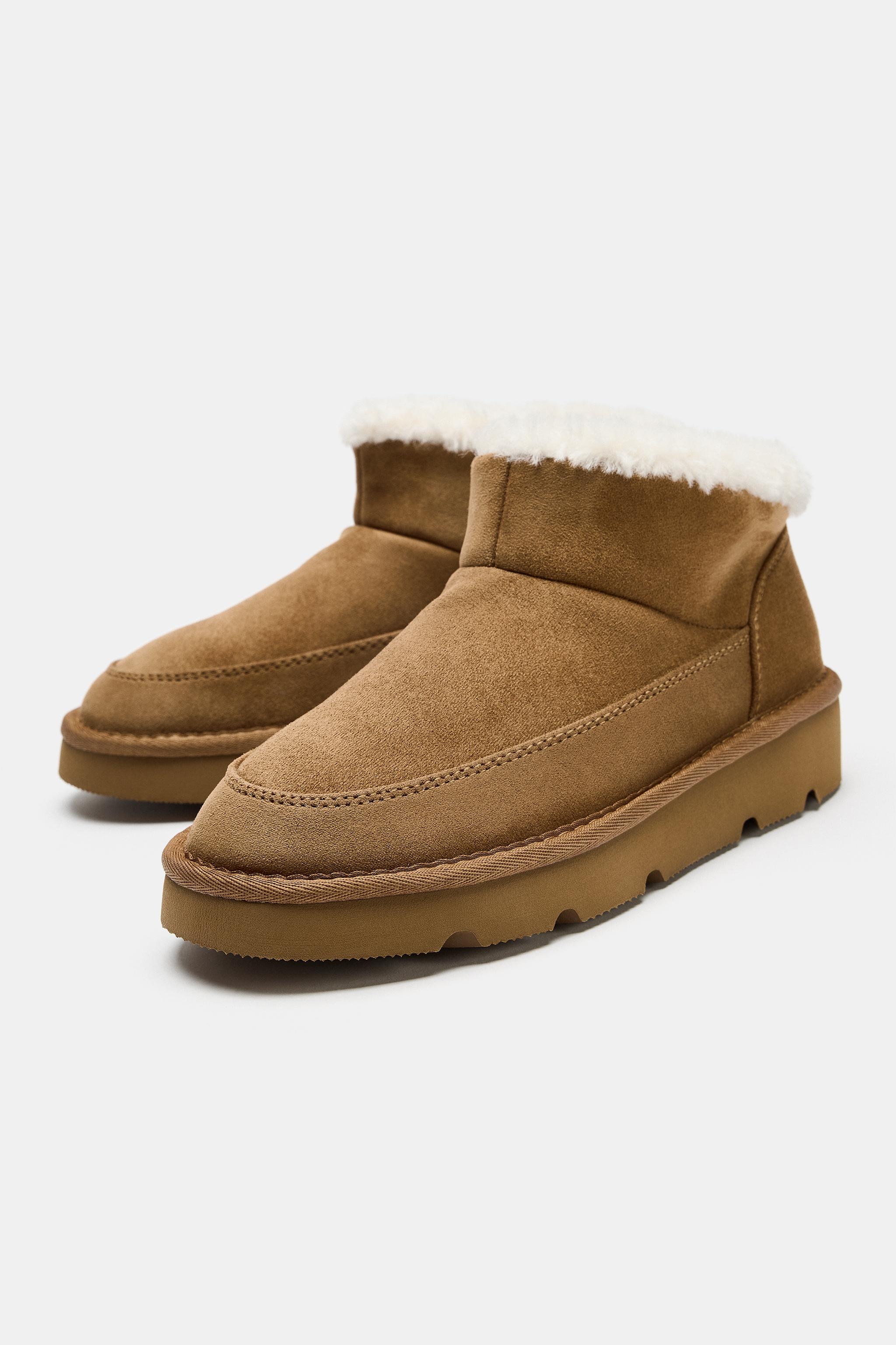 SHEARLING-EFFECT LINED ANKLE BOOTS