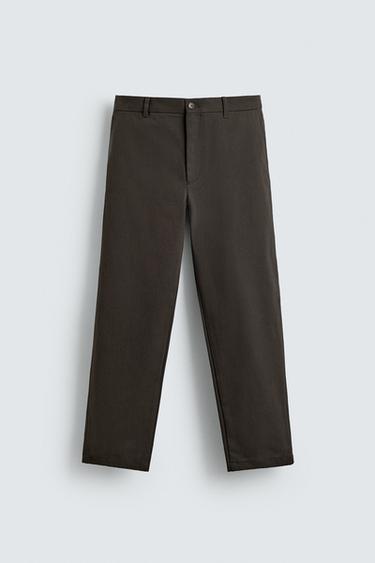 Zara 紋理直筒長褲 - 棕色