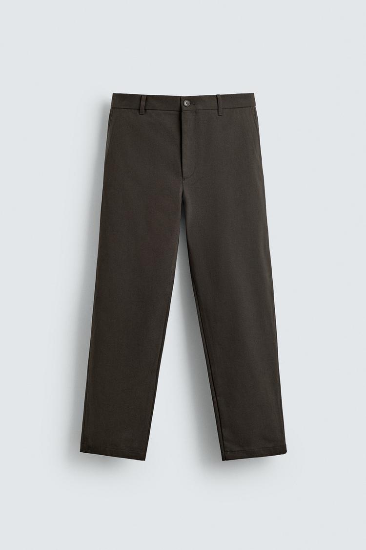 ZARA TEXTURED STRAIGHT-LEG TROUSERS