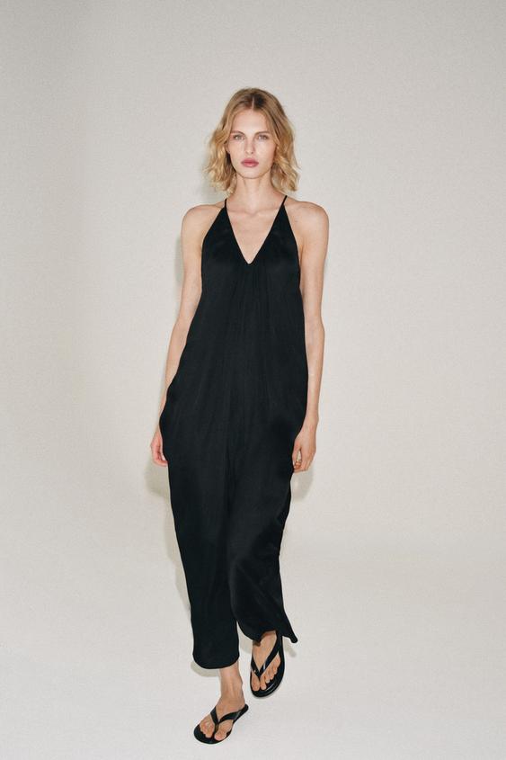 ZW COLLECTION SATIN DRAPED DRESS - Black by Zara - Image 0