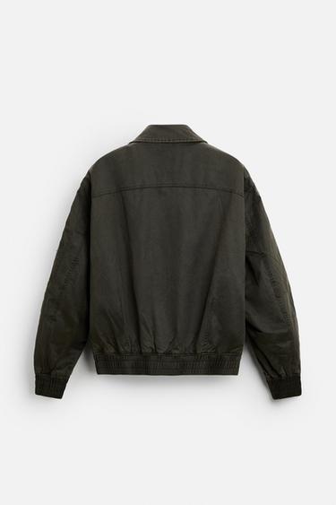 WAXED-EFFECT WASHED JACKET - Khaki by Zara