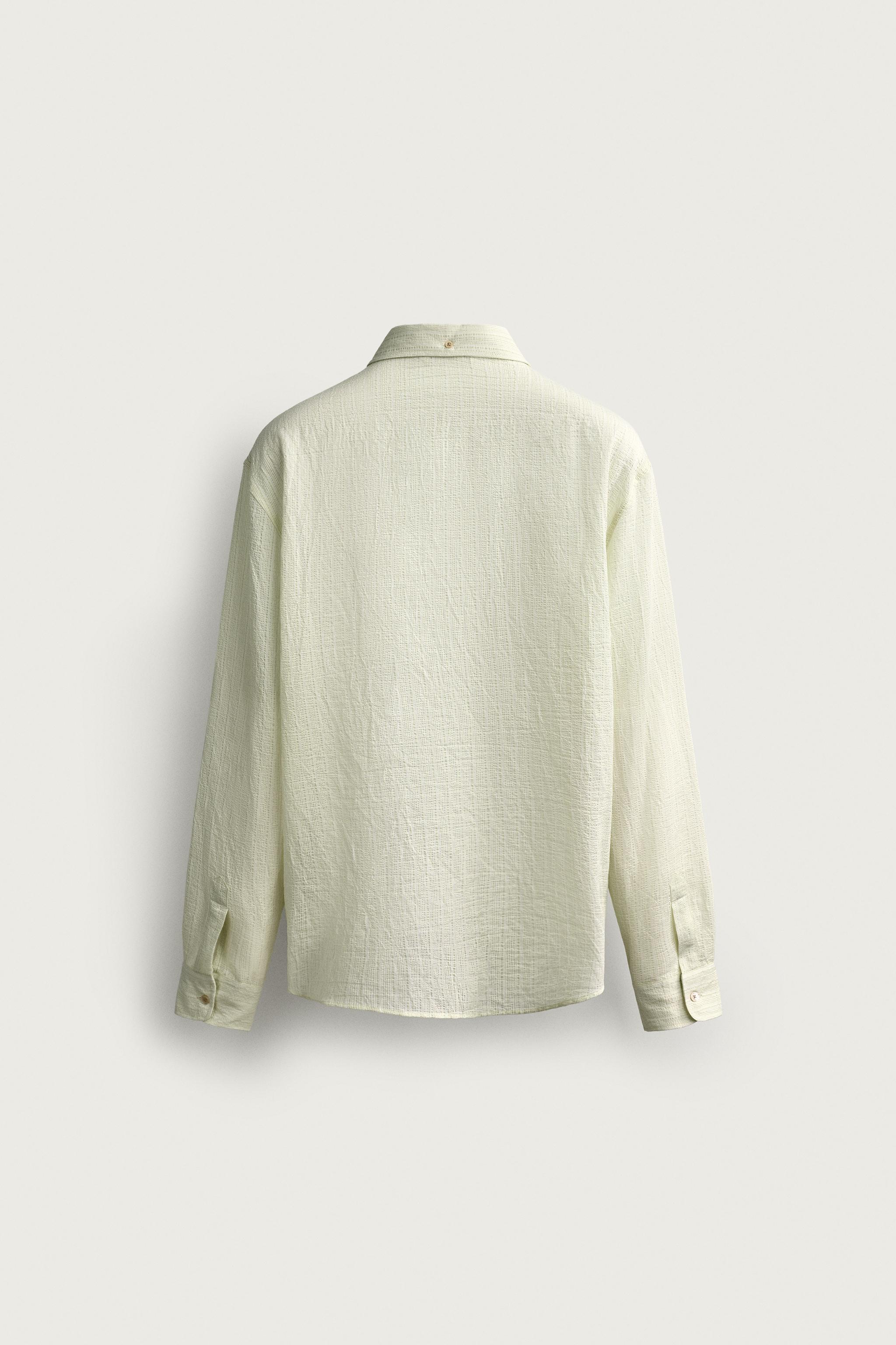 Мужские рубашки Zara TEXTURED FLUID SHIRT — фото 8