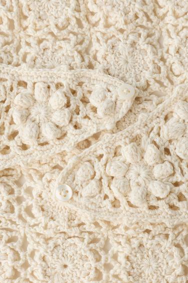 GILET EN MAILLE AU CROCHET - Écru de Zara - Image 2