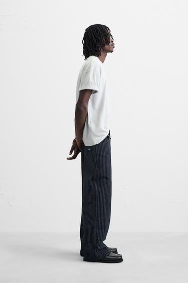 PANTALON RELAXED FIT RAYURES - Bleu de Zara - Image 3