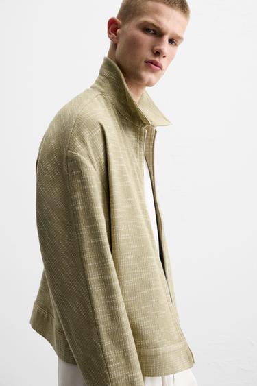 TEXTURED ZIP-UP OVERSHIRT - Green by Zara - Image 6