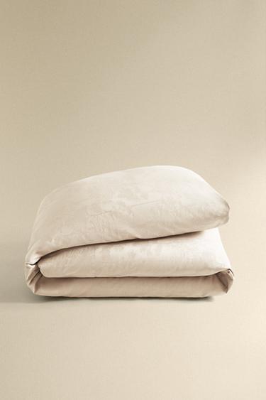 SATEEN JACQUARD DUVET COVER - Oyster-white by Zara - Image 4