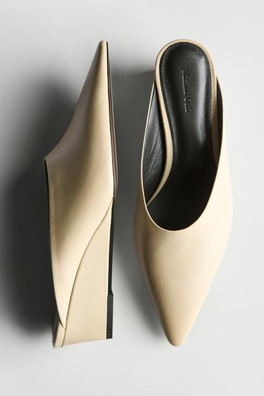 Mules à talon compensé - Jaune vanille de Zara