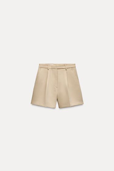 Zara PLEATED SHORTS - Sand