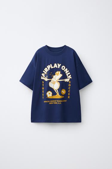 CAMISETA ESTAMPADO VARSITY - Marino de Zara
