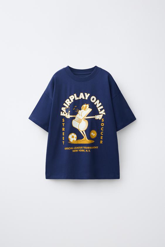 CAMISETA ESTAMPADO VARSITY - Marino de Zara - Imagen 0