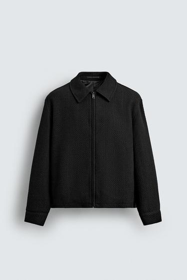 ZIP-UP TEXTURED OVERSHIRT - Black by Zara