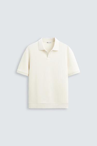 VERTICAL TEXTURED POLO SHIRT - Oyster-white by Zara