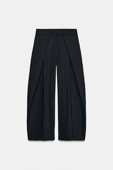 Zara ZW COLLECTION PINSTRIPE PLEATED PANTS - striped