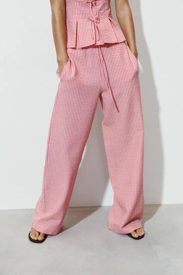 PANTALÓN ANCHO RAYAS - Rosa de Zara