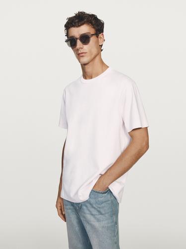 Zara 100% cotton short-sleeve T-shirt - Pink marl