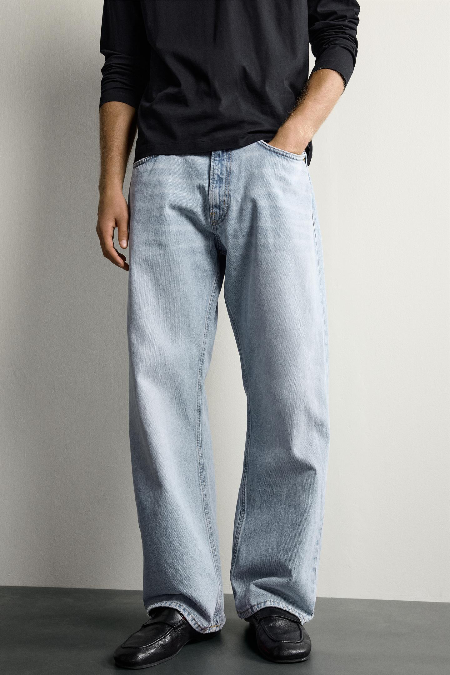 Мужские джинсы Zara Loose Fit, цвет: Синий — фото 5