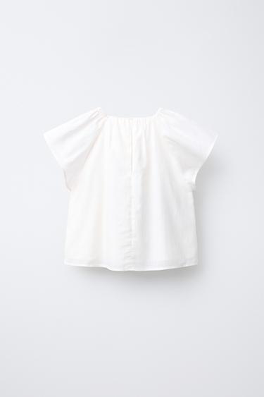 FLORAL PRINT BLOUSE - Ecru / Black by Zara - Image 1