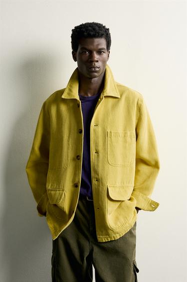 WASHED TEXTURED RELAXED FIT OVERSHIRT - Yellow by Zara