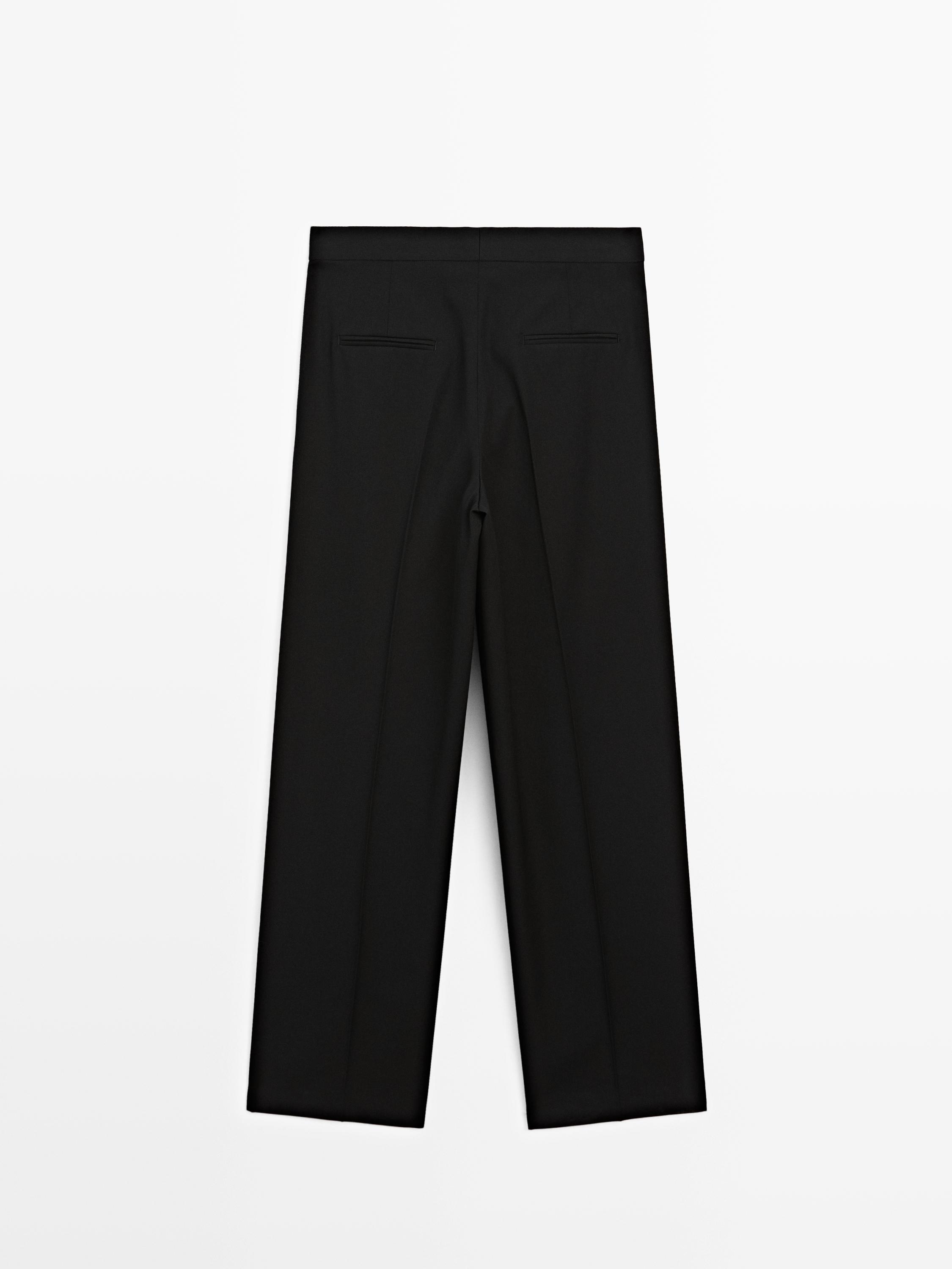100% wool wide-leg trousers with dart - LIMITED