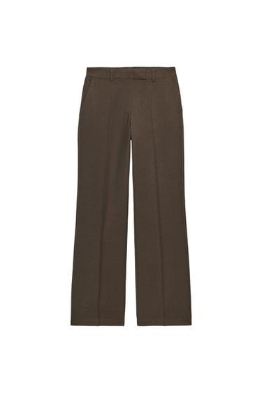 Zara HIGH-WAISTED STRAIGHT LEG PANTS - brown vigore