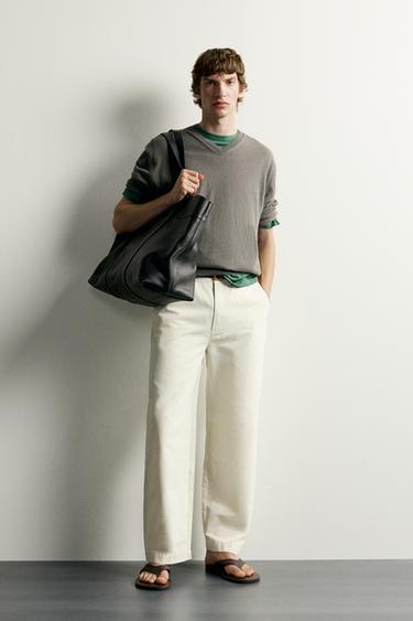 CALÇAS CHINO RELAXED FIT COM EFEITO DE LAVAGEM - Cru da Zara - Imagem 0