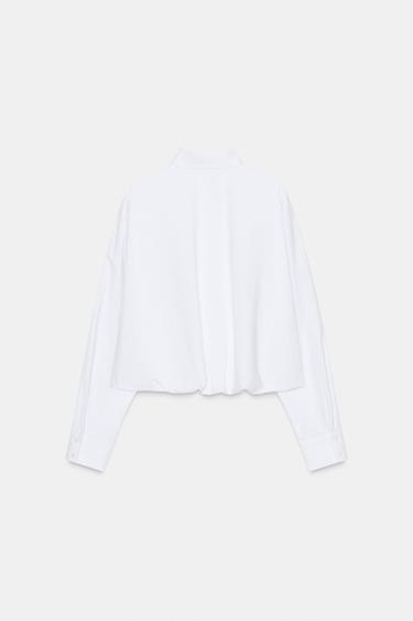 POPLIN BALLOON SHIRT - Oyster-white by Zara - Image 8