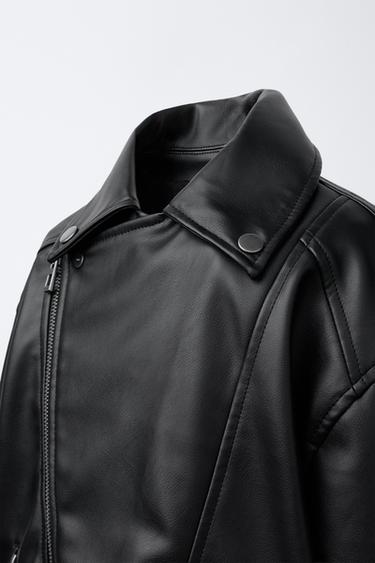 FAUX LEATHER BIKER JACKET - Black by Zara - Image 4