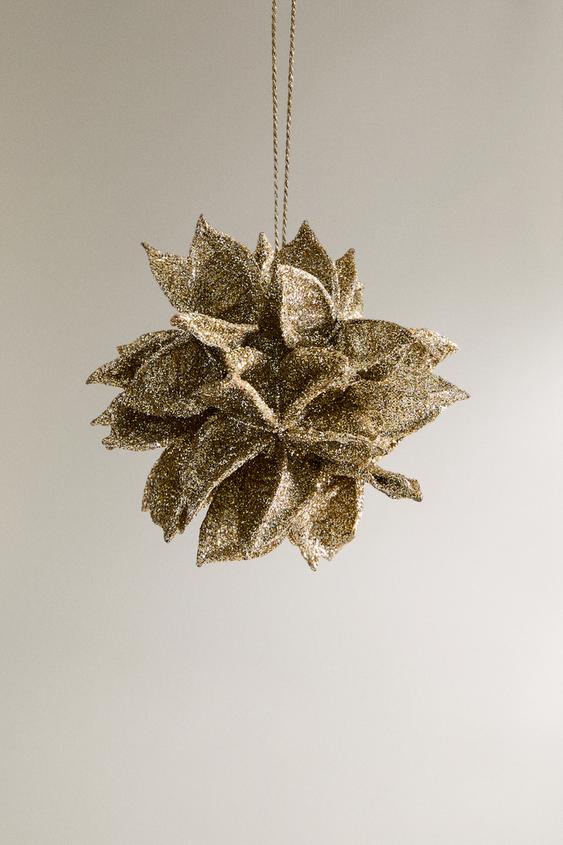 GLITTERY LEAF CHRISTMAS TREE DECORATION - Golden | ZARA United States