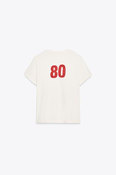 FADED-EFFECT T-SHIRT WITH SLOGAN - Ecru by Zara - Image 5