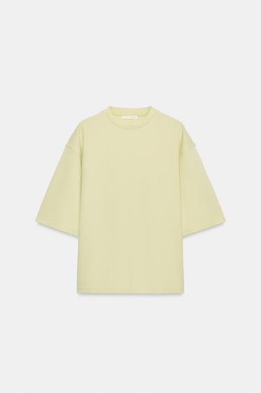 INTERLOCK T-SHIRT WITH VENTS - Light lime green by Zara