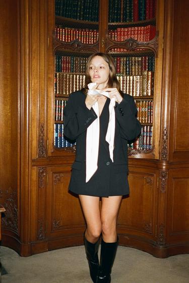 ÁO KHOÁC BLAZER KHĂN CHOÀNG PHỐI MÀU - Màu đen từ Zara