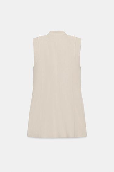 LINEN BLEND MINI DRESS WITH BUTTON DETAILS - Light beige by Zara - Image 7