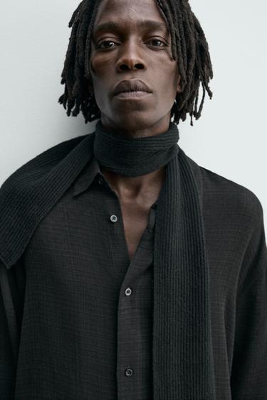 VISCOSE/COTTON TEXTURED SHIRT - Black by Zara