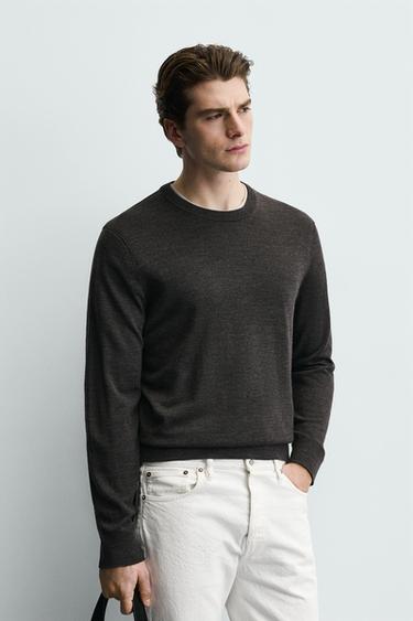 100% WOOL JUMPER - Mink marl by Zara