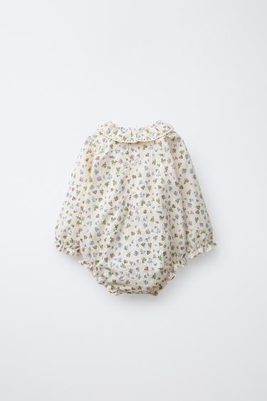 TEXTURED FLORAL BODYSUIT - Mid-ecru by Zara - Image 1