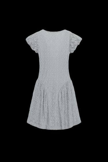 LACE VOLUMINOUS DRESS - Blue / Grey by Zara