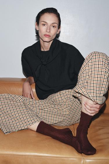 WOOL BLEND RIB SOCKS - Burgundy by Zara - Image 0
