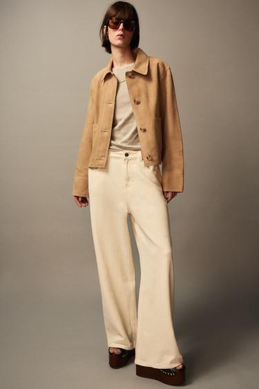 JEANS ZW COLLECTION WIDE LEG TIRO ALTO - Amarillo claro de Zara