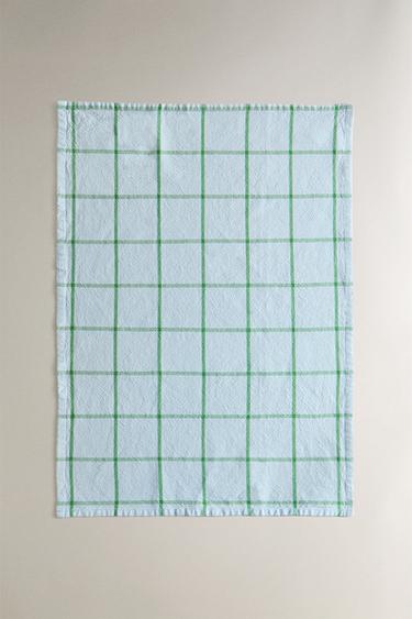 PACK OF CHECK COTTON TEA TOWELS (PACK OF 2) - Blue by Zara - Image 3