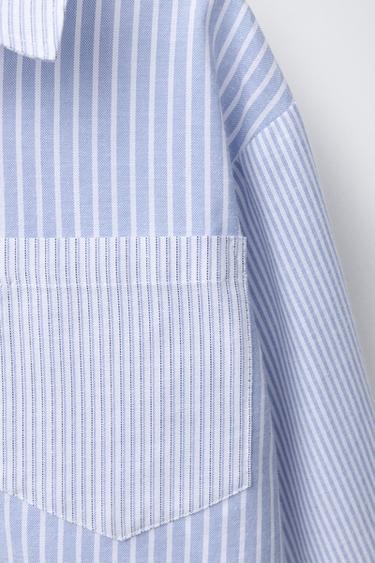 CHEMISE À RAYURES ET POCHES - Bleu de Zara - Image 3
