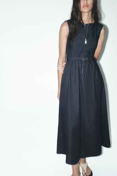 VESTIDO MIDI DENIM ZW COLLECTION - Azul de Zara