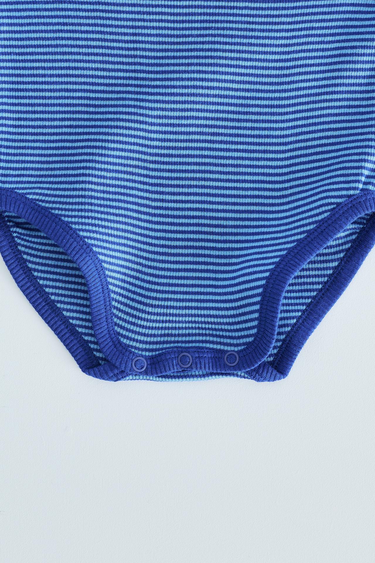 ZARA TIMELESS - STRIPED BODYSUIT WITH CONTRAST PIPING — Blue
