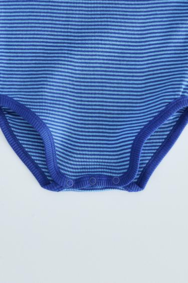 ZARA TIMELESS - STRIPED BODYSUIT WITH CONTRAST PIPING — Blue 2